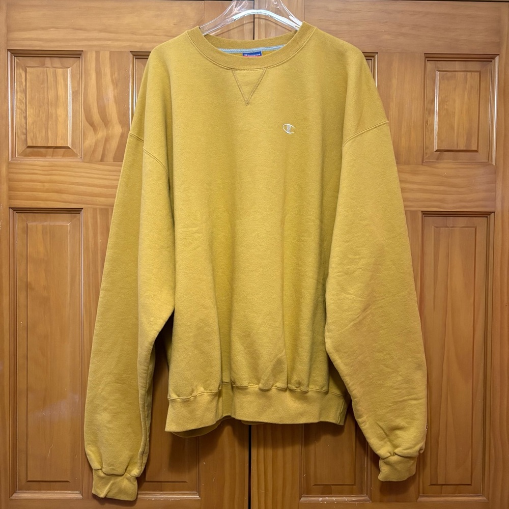 Champion Men's Yellow Crewneck Sweater XXL EUC